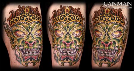 Tattoos - thailand bali influenced demon mask - 61772